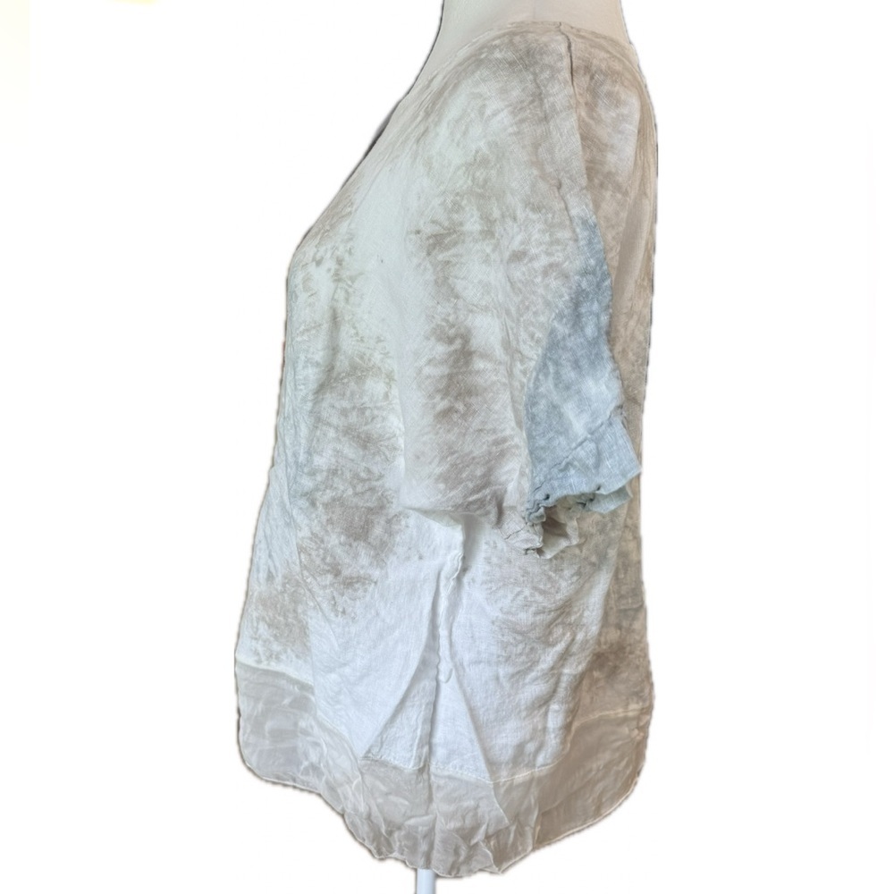 Valentina Naldi 100% Linen from Italy Tie Dye Short Sleeve Top Blouse Shirt S - Picture 6 of 13